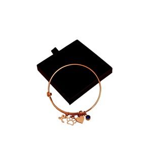 Fashion jewelry Bangle Bracelet‎ Dog Paw Print Initial L blue Rhinestone new